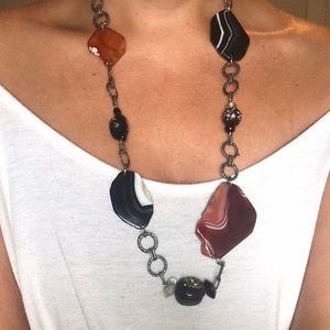 Long Natural Stone Necklace